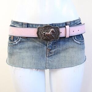y2k pink western belt horse buckle cowboy coquette